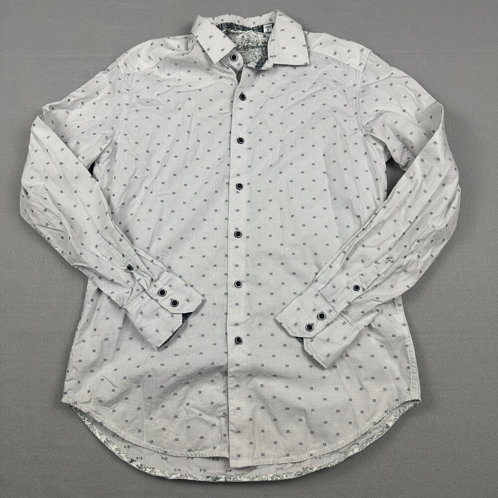 Robert Graham Shirt Men Small Gray Geometric Button Up Classic Fit Long Sleeve S